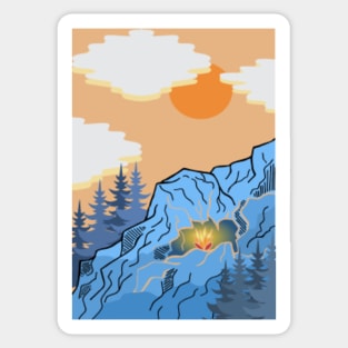 DAWN AT THE CAMPING Sticker